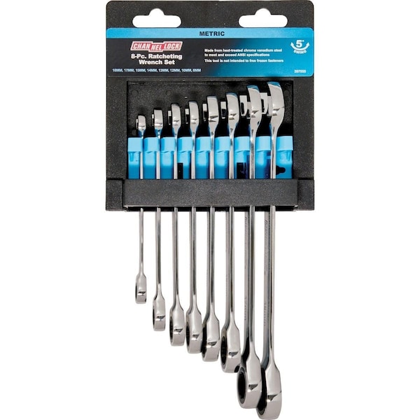 Channellock Metric 12-Point Ratcheting Combination Wrench Set 8-Piece 397555 - main